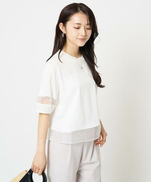 Maison de CINQ / メゾン ドゥ サンク カットソー | 【小さいサイズ】シアー切替えランタンスリーブカットソー/接触冷感/洗える | 詳細2