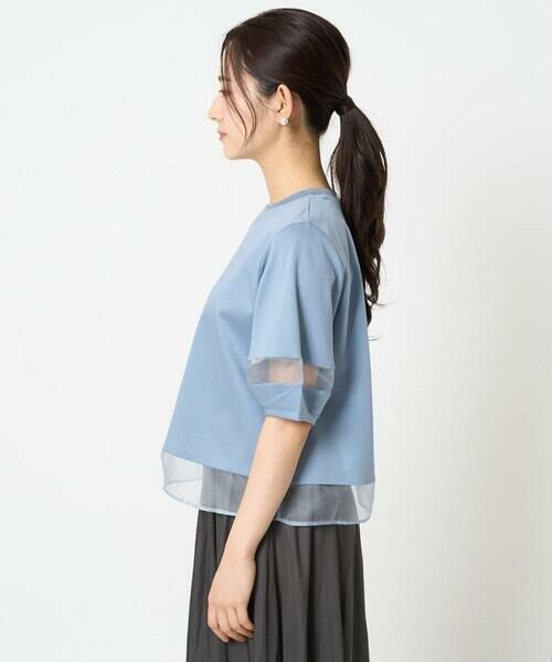 Maison de CINQ / メゾン ドゥ サンク カットソー | 【小さいサイズ】シアー切替えランタンスリーブカットソー/接触冷感/洗える | 詳細5