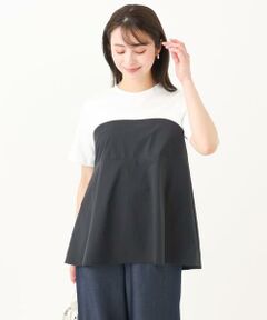 Maison de CINQ / メゾン ドゥ サンク カットソー | 【小さいサイズ】ビスチェレイヤード風フレアーTシャツ(無地)/洗える