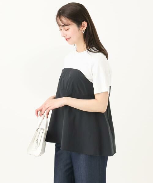 Maison de CINQ / メゾン ドゥ サンク カットソー | 【小さいサイズ】ビスチェレイヤード風フレアーTシャツ(無地)/洗える | 詳細2