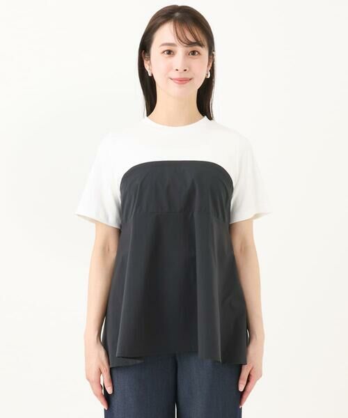 Maison de CINQ / メゾン ドゥ サンク カットソー | 【小さいサイズ】ビスチェレイヤード風フレアーTシャツ(無地)/洗える | 詳細3