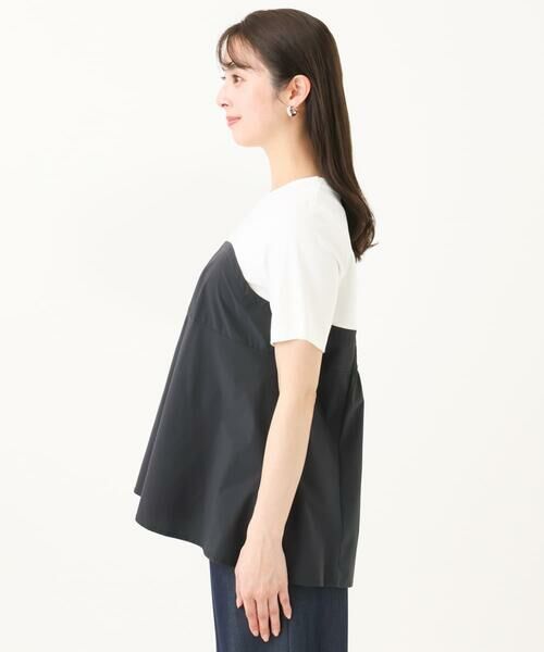 Maison de CINQ / メゾン ドゥ サンク カットソー | 【小さいサイズ】ビスチェレイヤード風フレアーTシャツ(無地)/洗える | 詳細4