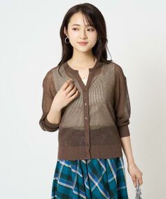 Maison de CINQ / メゾン ドゥ サンク カーディガン・ボレロ | 【小さいサイズ】メッシュ柄ニットカーディガン