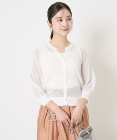 Maison de CINQ / メゾン ドゥ サンク カーディガン・ボレロ | 【小さいサイズ】メッシュ柄ニットカーディガン