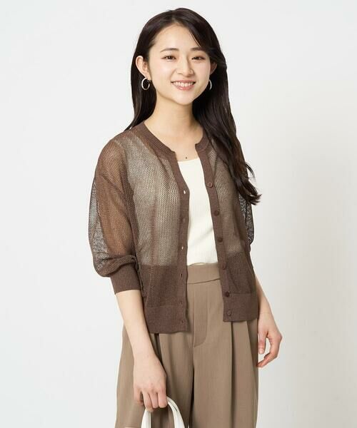 Maison de CINQ / メゾン ドゥ サンク カーディガン・ボレロ | 【小さいサイズ】メッシュ柄ニットカーディガン | 詳細1
