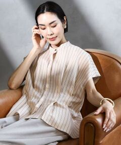 Maison de CINQ / メゾン ドゥ サンク シャツ・ブラウス | [小さいサイズ]ストライプ柄デザインタックブラウス