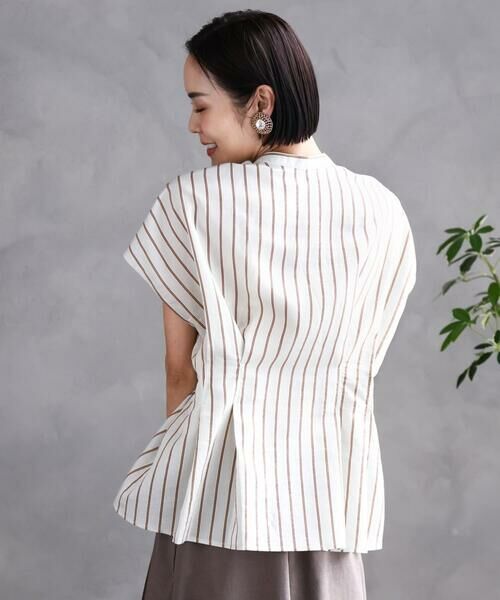 Maison de CINQ / メゾン ドゥ サンク シャツ・ブラウス | [小さいサイズ]ストライプ柄デザインタックブラウス | 詳細2