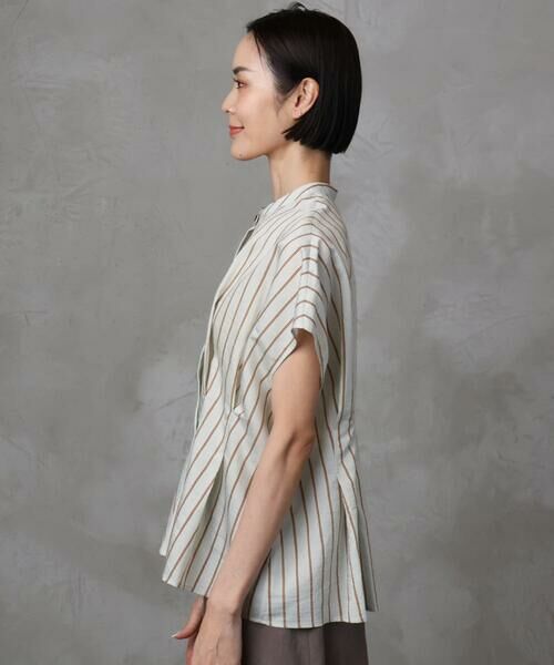 Maison de CINQ / メゾン ドゥ サンク シャツ・ブラウス | [小さいサイズ]ストライプ柄デザインタックブラウス | 詳細4