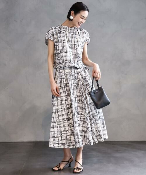 Maison de CINQ / メゾン ドゥ サンク ロング・マキシ丈スカート | [小さいサイズ]かすれチェック柄ギャザースカート(セットアップ対応) | 詳細12