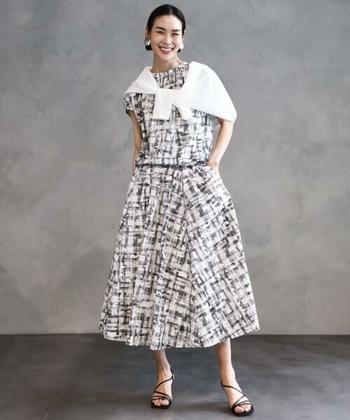 Maison de CINQ / メゾン ドゥ サンク ロング・マキシ丈スカート | [小さいサイズ]かすれチェック柄ギャザースカート(セットアップ対応) | 詳細14