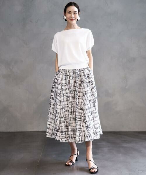 Maison de CINQ / メゾン ドゥ サンク ロング・マキシ丈スカート | [小さいサイズ]かすれチェック柄ギャザースカート(セットアップ対応) | 詳細15