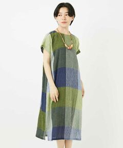 Maison de CINQ / メゾン ドゥ サンク ロング・マキシ丈ワンピース | [日本製]コットンレーヨンランダムチェックワンピース