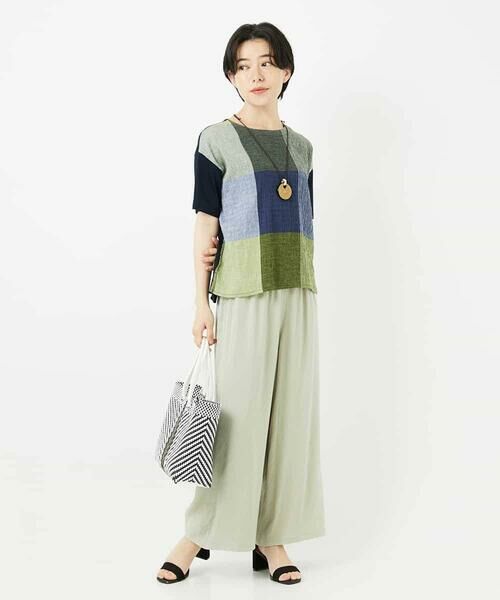 Maison de CINQ / メゾン ドゥ サンク カットソー | [日本製]コットンレーヨンランダムチェックブラウスカットソー | 詳細12