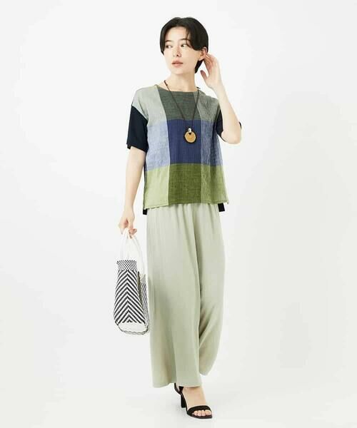 Maison de CINQ / メゾン ドゥ サンク カットソー | [日本製]コットンレーヨンランダムチェックブラウスカットソー | 詳細13