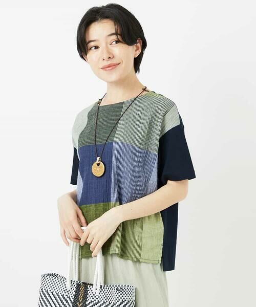 Maison de CINQ / メゾン ドゥ サンク カットソー | [日本製]コットンレーヨンランダムチェックブラウスカットソー | 詳細2