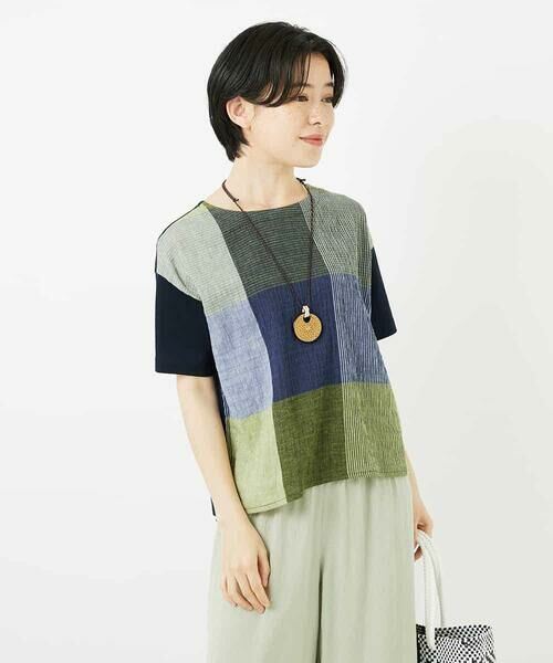 Maison de CINQ / メゾン ドゥ サンク カットソー | [日本製]コットンレーヨンランダムチェックブラウスカットソー | 詳細3