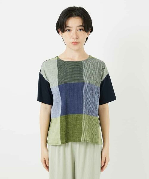Maison de CINQ / メゾン ドゥ サンク カットソー | [日本製]コットンレーヨンランダムチェックブラウスカットソー | 詳細5