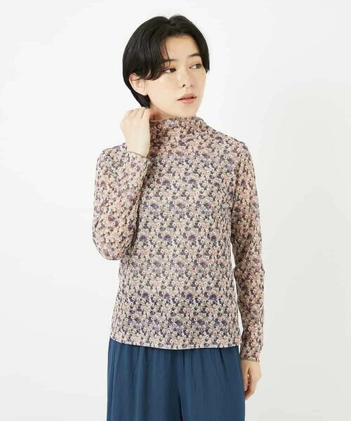 Maison de CINQ / メゾン ドゥ サンク カットソー | ぼかしフラワーハイネックプルオーバー | 詳細1