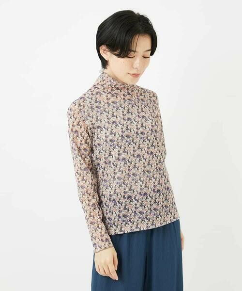 Maison de CINQ / メゾン ドゥ サンク カットソー | ぼかしフラワーハイネックプルオーバー | 詳細2