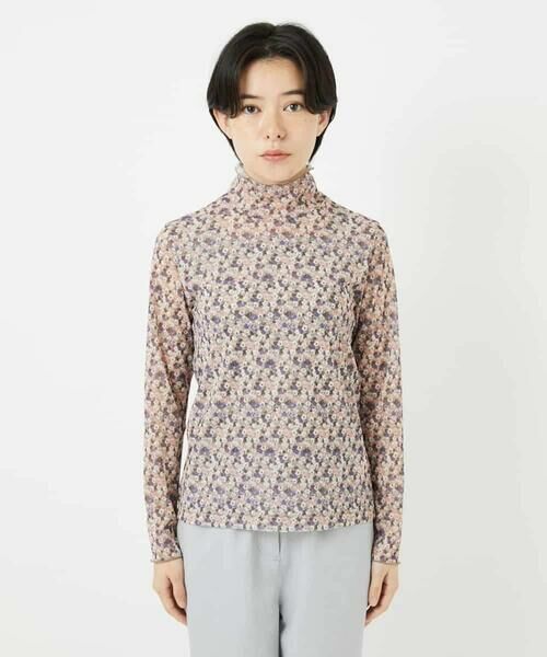 Maison de CINQ / メゾン ドゥ サンク カットソー | ぼかしフラワーハイネックプルオーバー | 詳細4