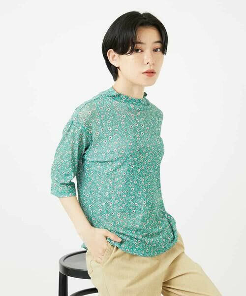 Maison de CINQ / メゾン ドゥ サンク カットソー | 小付きフラワープリントハイネックプルオーバー | 詳細1