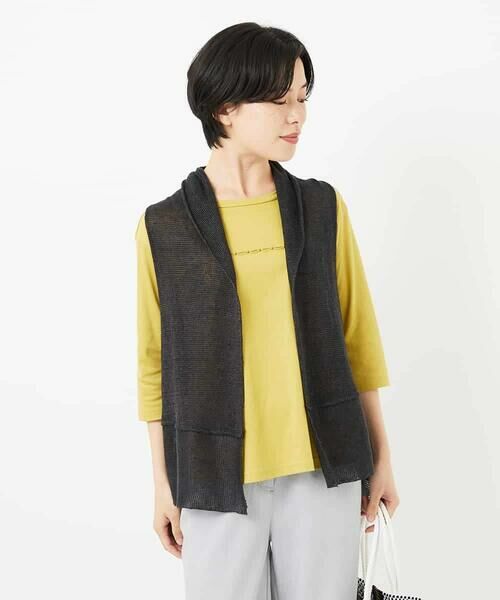 Maison de CINQ / メゾン ドゥ サンク ベスト | [人気デザイン/日本製]リネンニットジレ | 詳細20