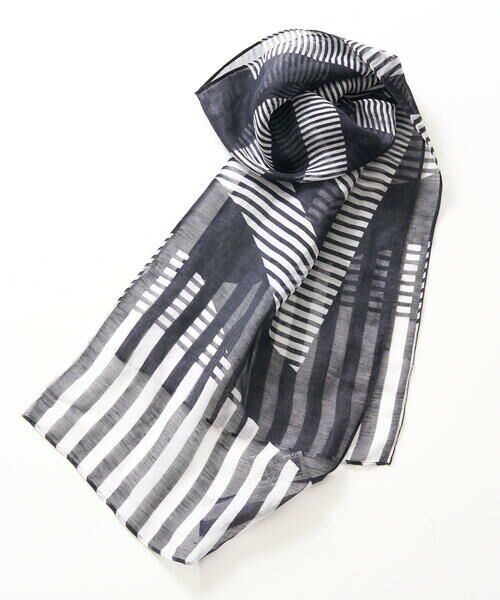 Maison de CINQ / メゾン ドゥ サンク マフラー・ショール・スヌード・ストール | 幾何プリント麻混ストール | 詳細4