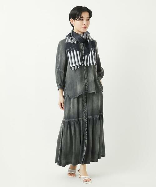 Maison de CINQ / メゾン ドゥ サンク マフラー・ショール・スヌード・ストール | 幾何プリント麻混ストール | 詳細8