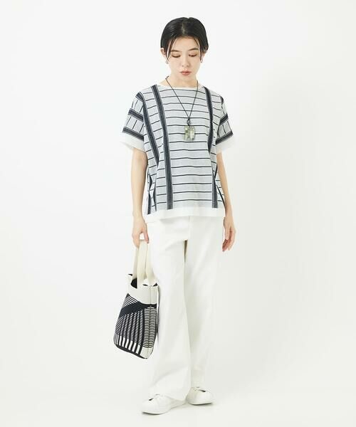 Maison de CINQ / メゾン ドゥ サンク トートバッグ | 幾何プリントニットバッグ | 詳細25