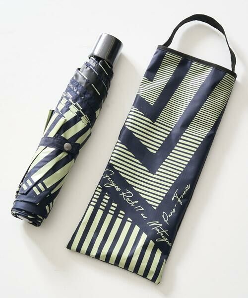 Maison de CINQ / メゾン ドゥ サンク 傘 | 【晴雨兼用】ストライプ幾何プリント折り畳み傘 | 詳細2