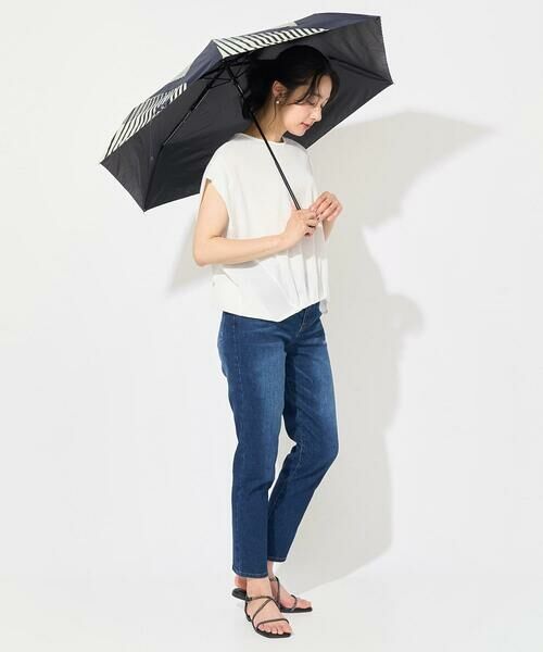 Maison de CINQ / メゾン ドゥ サンク 傘 | 【晴雨兼用】ストライプ幾何プリント折り畳み傘 | 詳細6