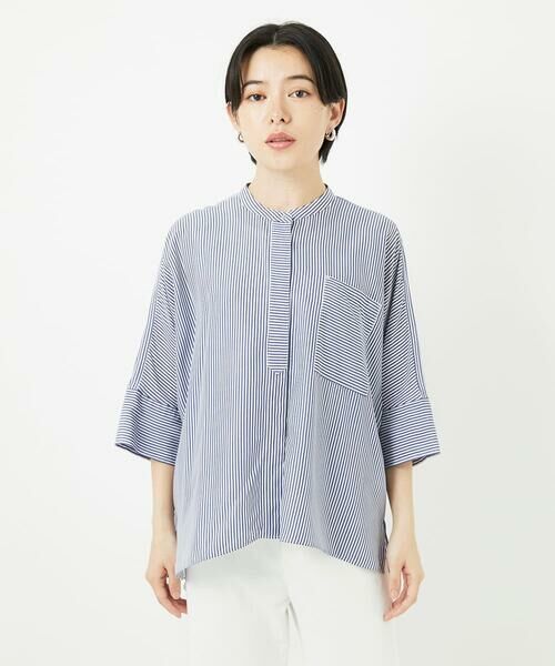 Maison de CINQ / メゾン ドゥ サンク シャツ・ブラウス | [吸湿速乾性/通気性] [日本製]バンドカラードルマンスリーブブラウス | 詳細2