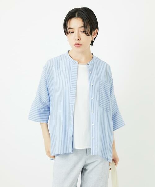 Maison de CINQ / メゾン ドゥ サンク シャツ・ブラウス | [吸湿速乾性/通気性] [日本製]バンドカラードルマンスリーブブラウス | 詳細4