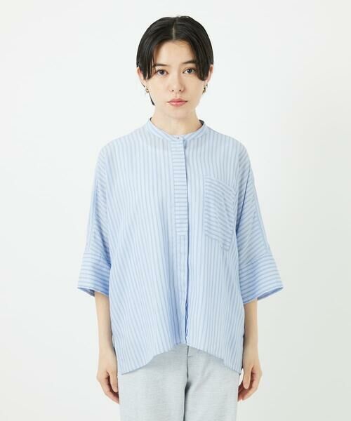 Maison de CINQ / メゾン ドゥ サンク シャツ・ブラウス | [吸湿速乾性/通気性] [日本製]バンドカラードルマンスリーブブラウス | 詳細6