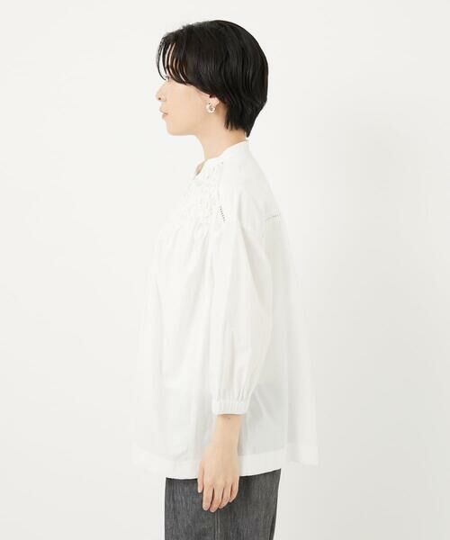 Maison de CINQ / メゾン ドゥ サンク シャツ・ブラウス | バンドカラーハンドスモッキング7分袖ブラウス | 詳細4