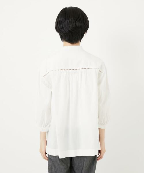 Maison de CINQ / メゾン ドゥ サンク シャツ・ブラウス | バンドカラーハンドスモッキング7分袖ブラウス | 詳細5