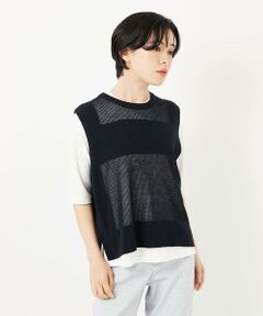 Maison de CINQ / メゾン ドゥ サンク ベスト | [新色追加]バックスリットメッシュニットベスト