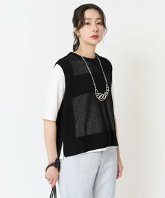 Maison de CINQ / メゾン ドゥ サンク ベスト | [新色追加]バックスリットメッシュニットベスト