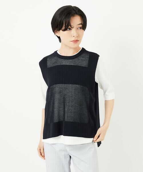 Maison de CINQ / メゾン ドゥ サンク ベスト | [新色追加]バックスリットメッシュニットベスト | 詳細1