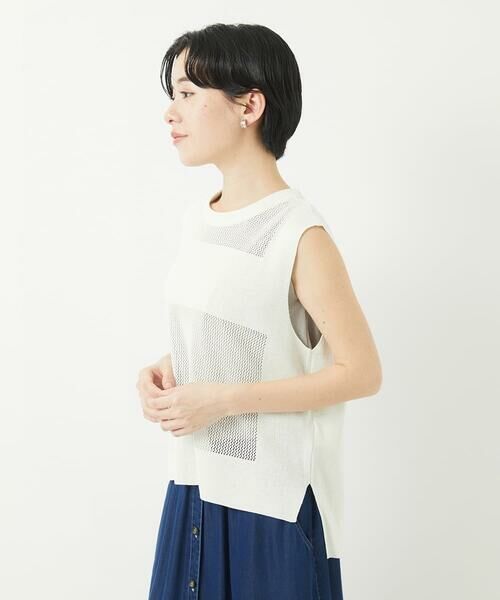 Maison de CINQ / メゾン ドゥ サンク ベスト | [新色追加]バックスリットメッシュニットベスト | 詳細2