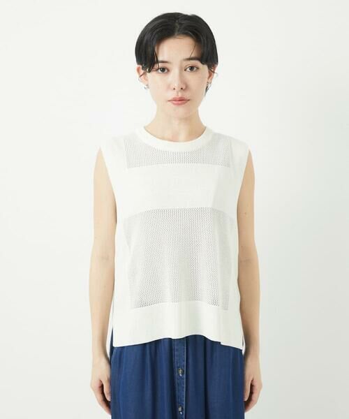 Maison de CINQ / メゾン ドゥ サンク ベスト | [新色追加]バックスリットメッシュニットベスト | 詳細3