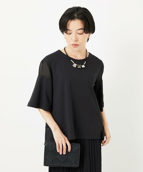 Maison de CINQ / メゾン ドゥ サンク カットソー | [日本製/接触冷感]シアーコンビジャージープルオーバー | 詳細1