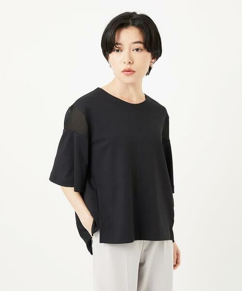 Maison de CINQ / メゾン ドゥ サンク カットソー | [日本製/接触冷感]シアーコンビジャージープルオーバー | 詳細3