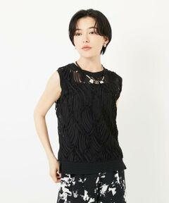 Maison de CINQ / メゾン ドゥ サンク カットソー | [2点セット]チュールテープ刺繍タンク付きノースリーブプルオーバー
