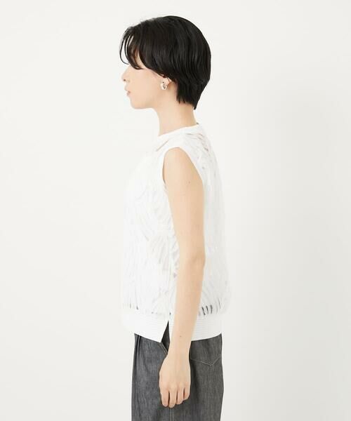 Maison de CINQ / メゾン ドゥ サンク カットソー | [2点セット]チュールテープ刺繍タンク付きノースリーブプルオーバー | 詳細3