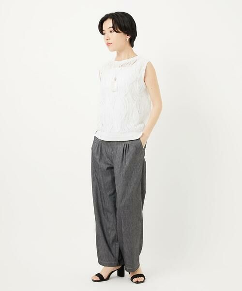 Maison de CINQ / メゾン ドゥ サンク カットソー | [2点セット]チュールテープ刺繍タンク付きノースリーブプルオーバー | 詳細30