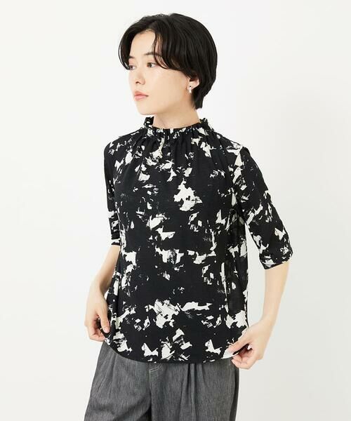 Maison de CINQ / メゾン ドゥ サンク カットソー | [日本製]ギャザーハイネック5分袖カットソー | 詳細1