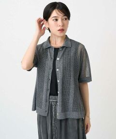 Maison de CINQ / メゾン ドゥ サンク カーディガン・ボレロ | ラメ襟付きシアーメッシュニット羽織