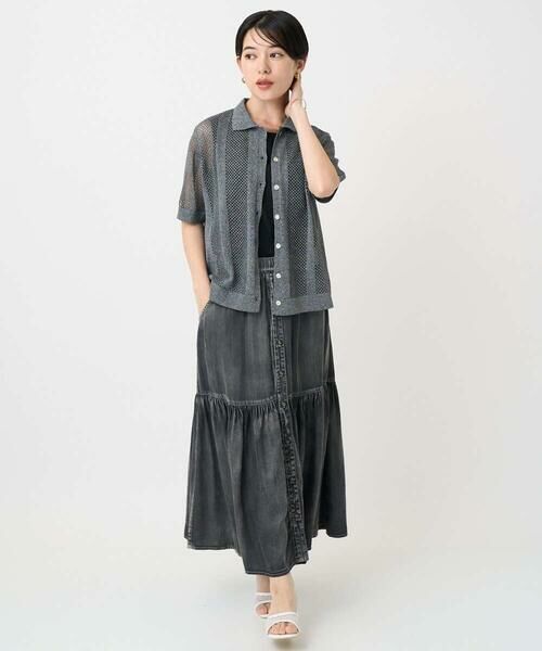 Maison de CINQ / メゾン ドゥ サンク カーディガン・ボレロ | ラメ襟付きシアーメッシュニット羽織 | 詳細18