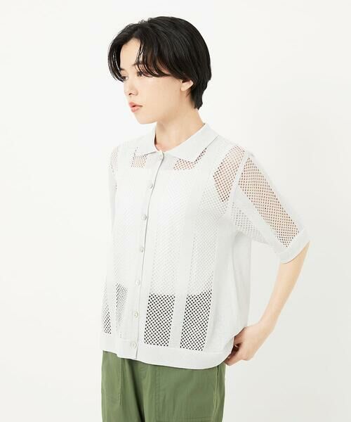 Maison de CINQ / メゾン ドゥ サンク カーディガン・ボレロ | ラメ襟付きシアーメッシュニット羽織 | 詳細5